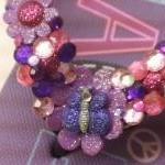 Glitter Purple Butterfly Flip Flops