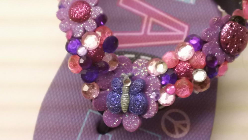Glitter Purple Butterfly Flip Flops